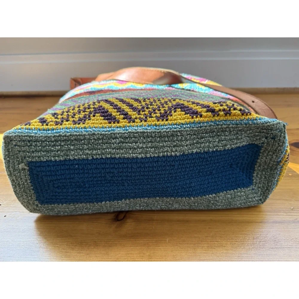 Bamboo Trading Co. Boho Weekender Bag Handmade Guatemala Handwoven Leather Strap